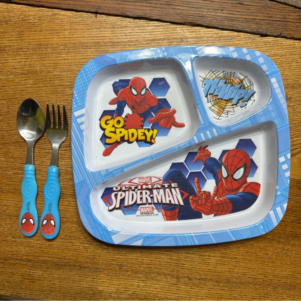 Kids Marvel Ultimate Spiderman  Divided Melamine Dish By Zak! Designs Zak